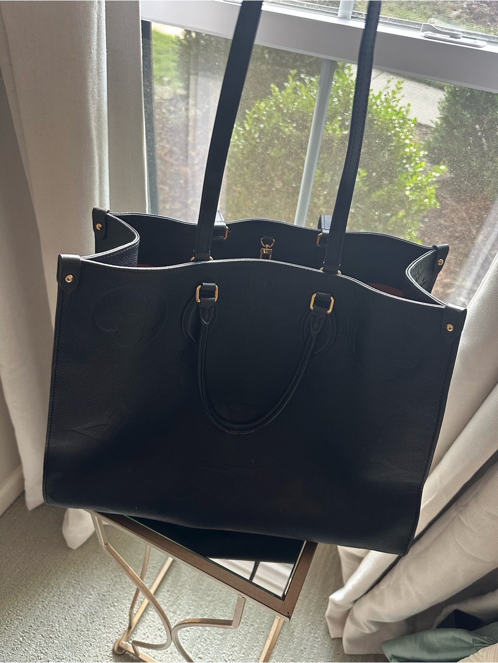 Louis Vuitton Black Embossed Monogram Tote - Picture 4 of 11